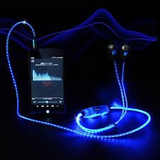 Светодиодные LED наушники с гарнитурой (вкладыши) (Светящиеся наушники)